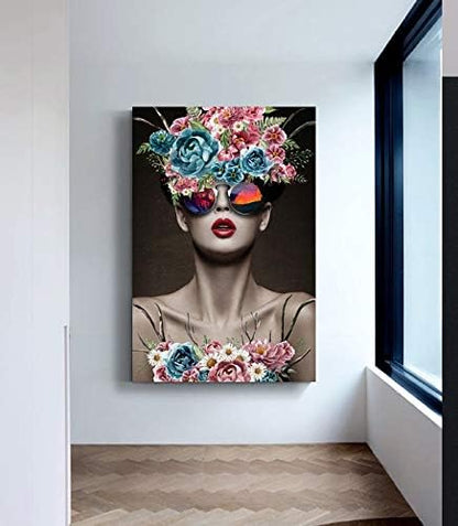 Elegant Floral Portrait by Brusheslife - Colorful Flower Abstract Canvas Art for Home Decor