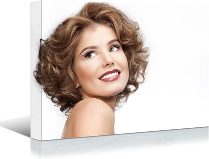 Brusheslife Hair Salon Wall Art - Beauty Girl with Fashion Short Curl Hair Style Canvas Prints