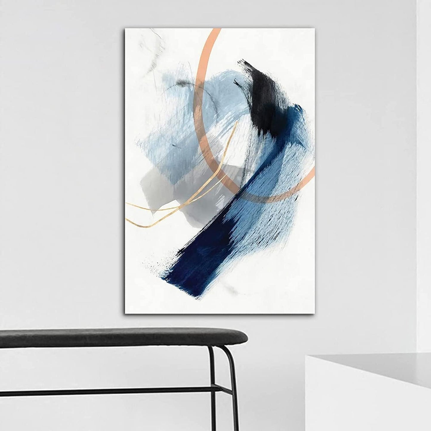 Brusheslife Abstract Wall Art - Modern Blue and Yellow Canvas for Stylish Living Spaces