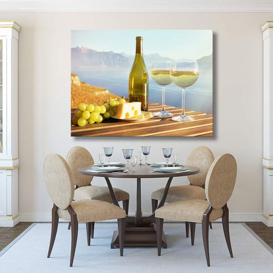 Brusheslife Kitchen Art: Gallery-Wrapped Green Grape and Wine Cup Canvas