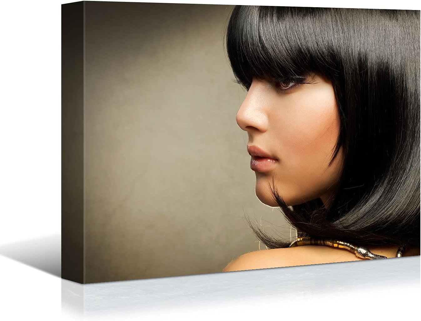 Brusheslife Hair Salon Wall Art - Beauty Girl with Fashion Short Curl Hair Style Canvas Prints