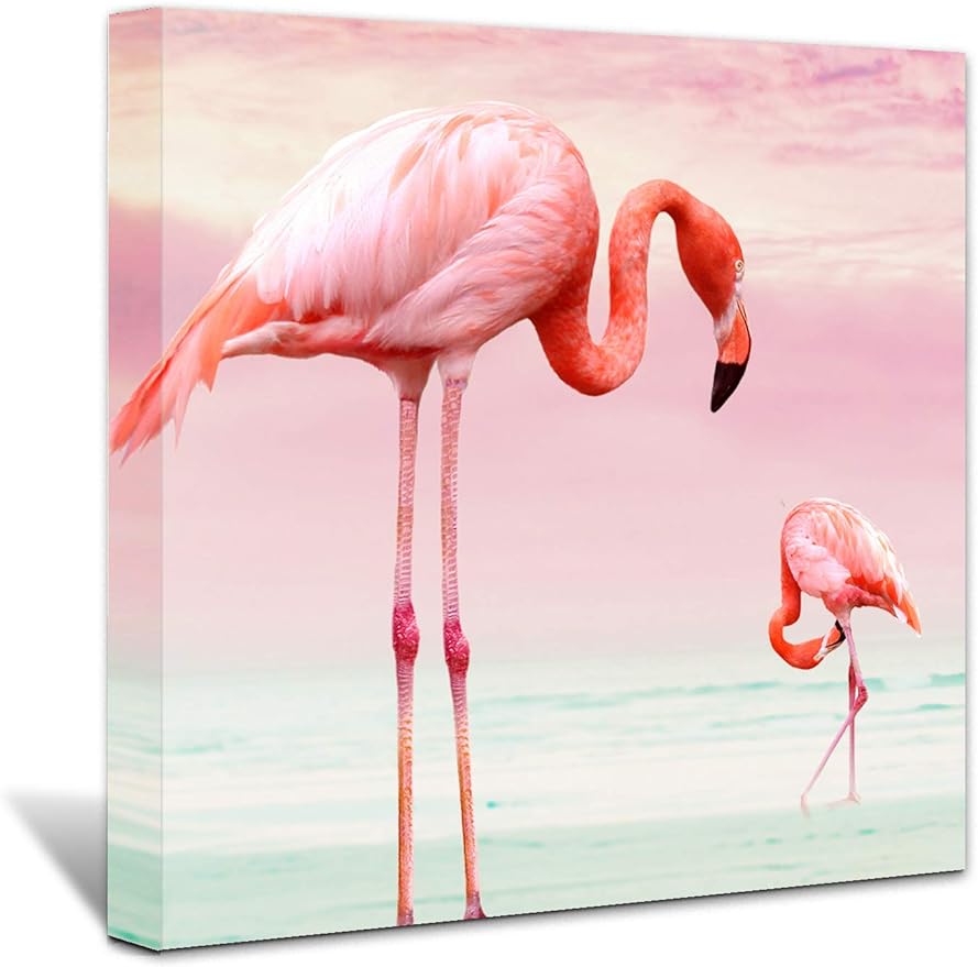 Brusheslife Flamingo Canvas Prints Wall Art - Framed Picture Painting for Home Decoration for Mom and Kids