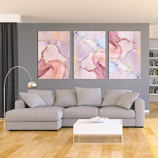 Modern Home Art: Pink Abstract Canvas Set by Brusheslife for Living and Sleeping Spaces