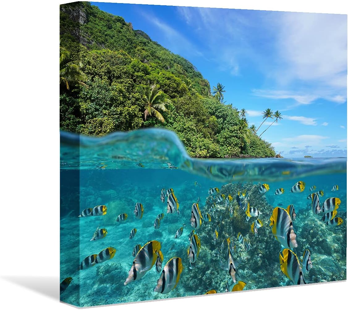 Coral and Fish Canvas: Brusheslife's Colorful Marine Life Wall Art