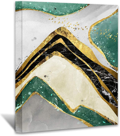 Brusheslife Abstract Stone Texture Wall Art - Golden and Blue Giclee Canvas for Flexible Decor