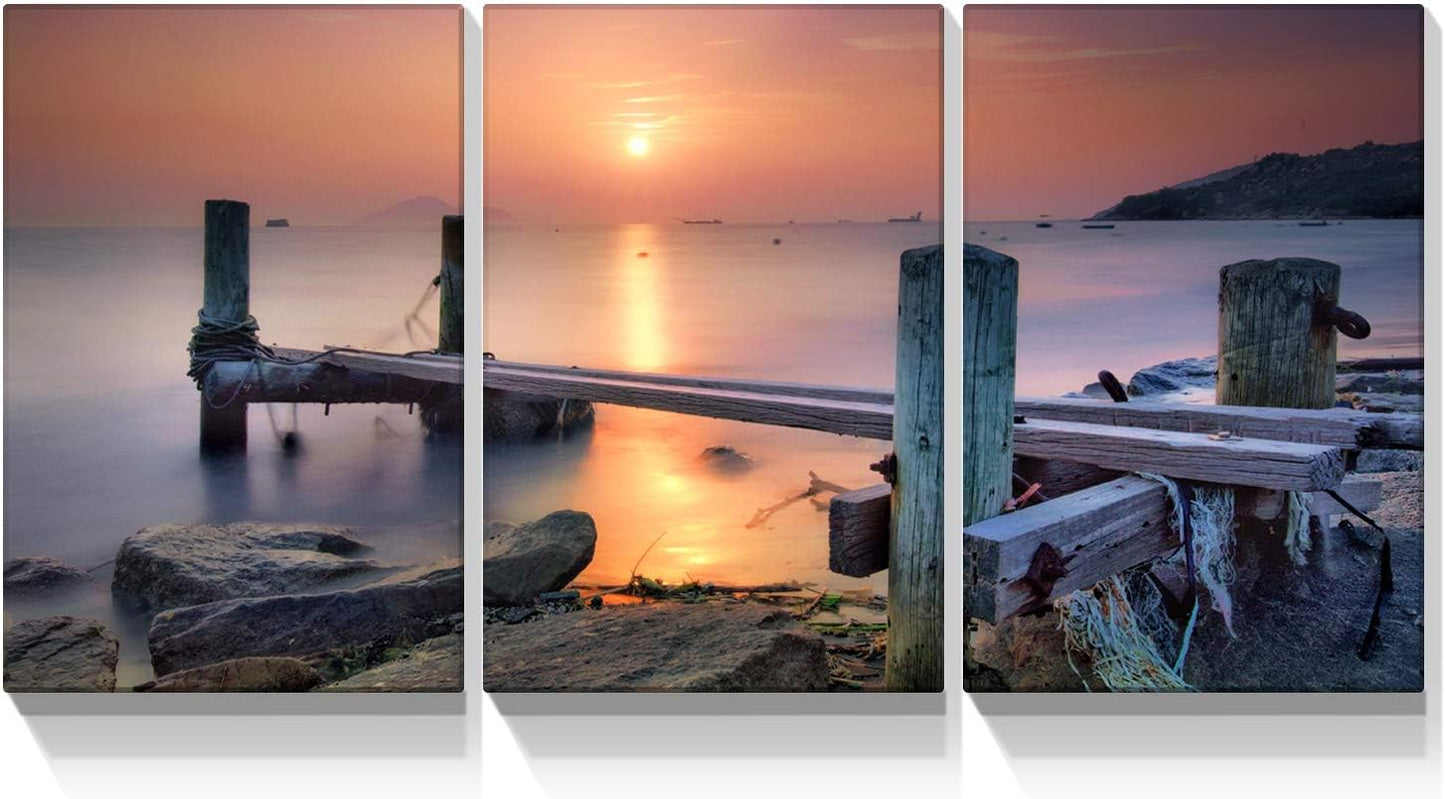 Brusheslife Triptych Canvas Wall Art - Sailboat on the Sea Picture Prints for Home Deco Set