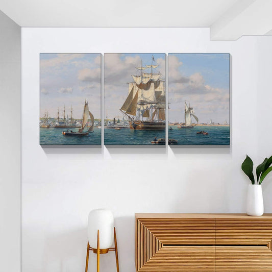 Brusheslife Ocean Theme Art: Sailboat Canvas Triptych for Nautical Decor