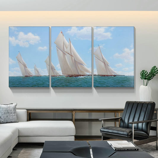 Brusheslife Seascape Canvas Wall Art - Sailboat on the Sea Picture Prints for Nautical Themed Home Decor