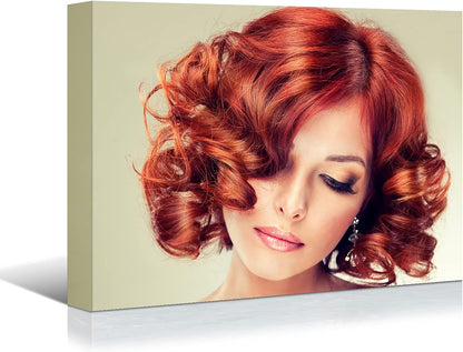 Brusheslife Hair Salon Canvas: Fashion Short Curls Beauty Portrait Art