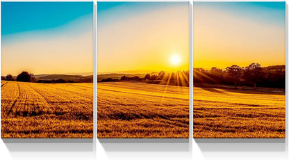 Brusheslife Sunset Canvas Wall Art - 3 Panel Home Decor for a Warm and Inviting Atmosphere