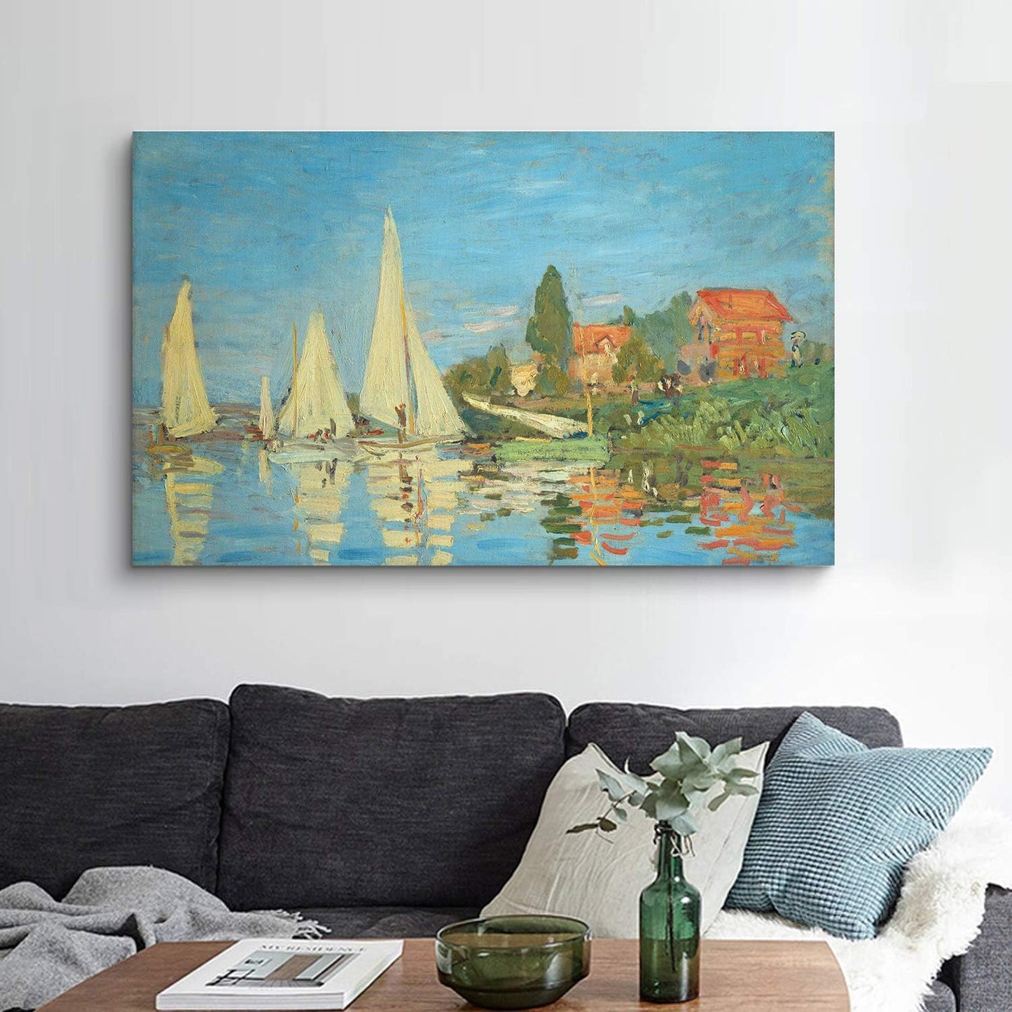 Brusheslife Monet-Inspired Art: Canvas Reproduction of Argenteuil's Regatta