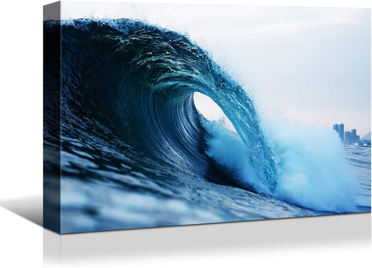 Looife Seascape Canvas Prints Wall Art-32x24 Inch Blue Sea Waves Picture Wall Decor, Ocean Scenery Giclee Artwork Home Decoration, Ready to Hang