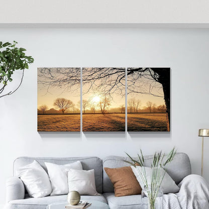 Brusheslife Sunset Canvas Wall Art - 3 Panel Home Decor for a Warm and Inviting Atmosphere