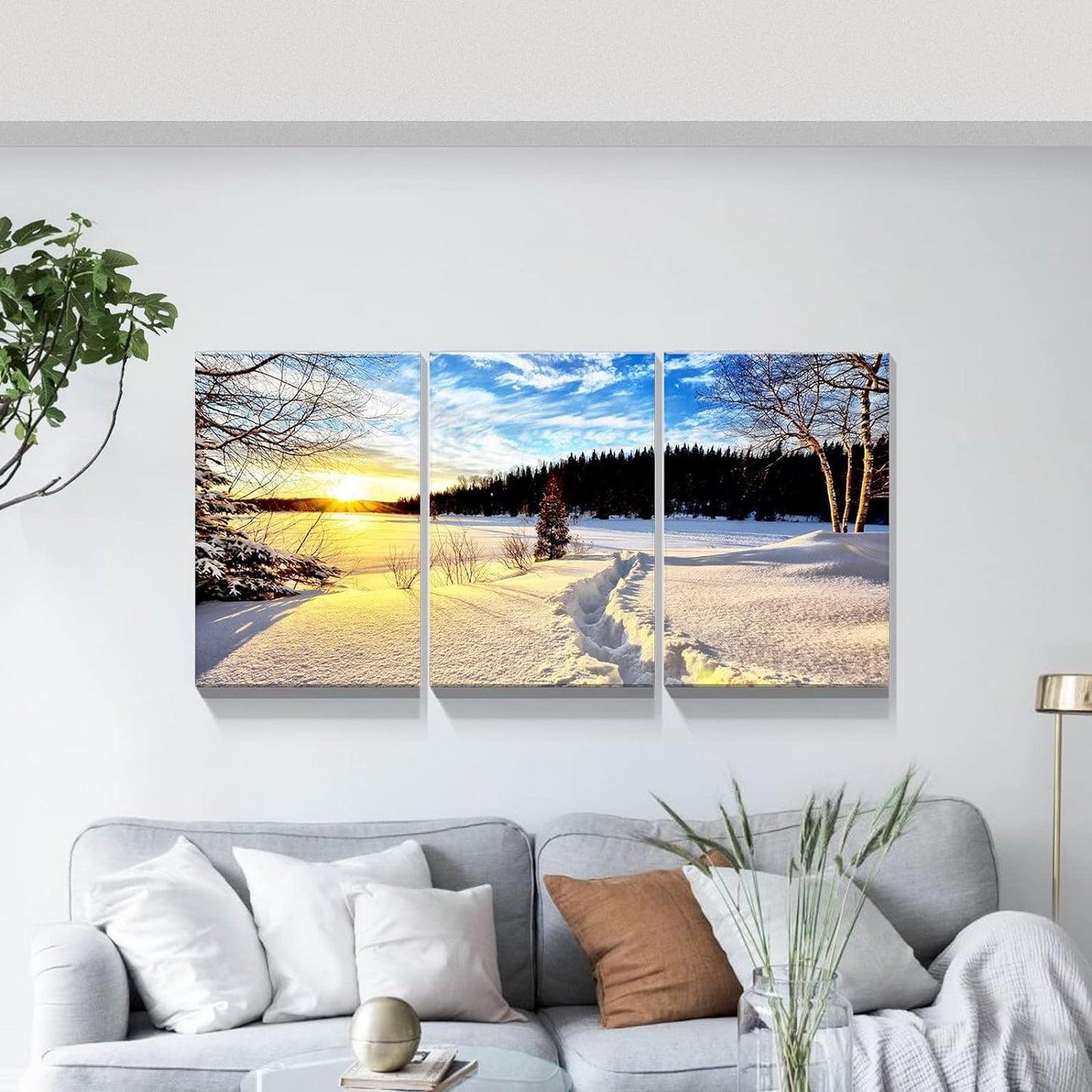 Brusheslife Winter Art: Snowy Sunset Canvas Prints for Home Walls