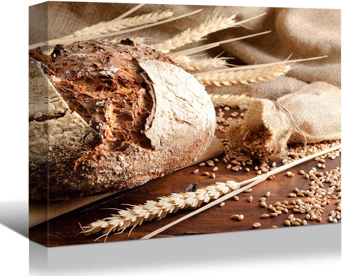 Brusheslife Bread and Wheat Canvas Art - Delicious Food Painting for Dining Room Decor