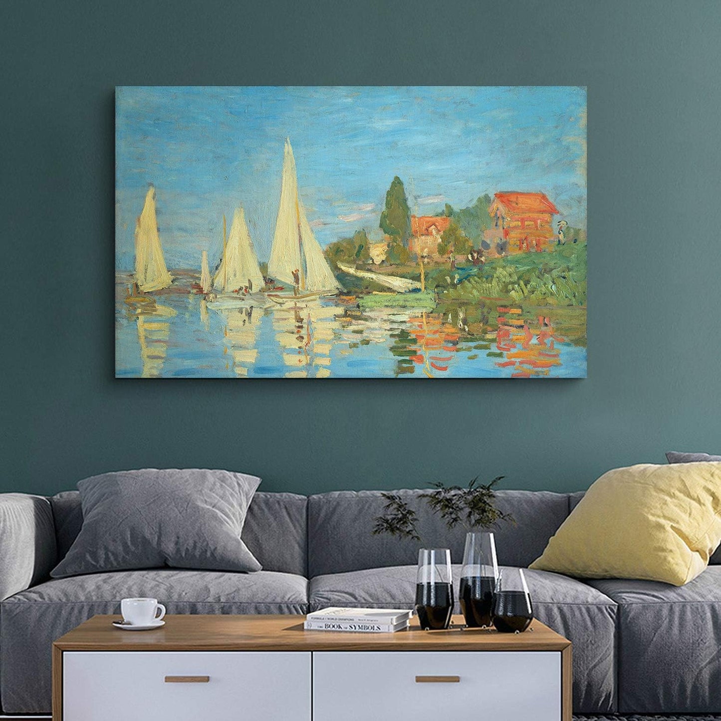 Brusheslife Monet-Inspired Art: Canvas Reproduction of Argenteuil's Regatta