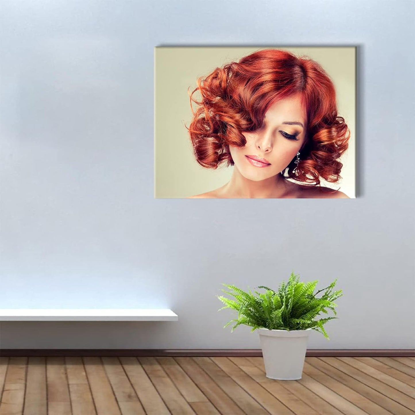 Brusheslife Hair Salon Canvas: Fashion Short Curls Beauty Portrait Art