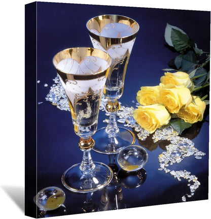 Dining Room Delight: Brusheslife Canvas Prints of Wine Cups and Floral Arrangements