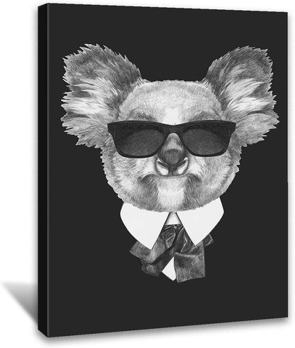 Brusheslife Cartoon Lion Wall Art - Amusing Lion in Suit and Sunglasses Canvas for Kids' Rooms