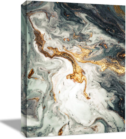 Brusheslife Abstract Stone Texture Wall Art - Golden and Teal Giclee Canvas for Versatile Home Decor