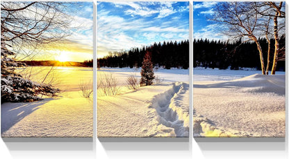 Brusheslife Winter Art: Snowy Sunset Canvas Prints for Home Walls