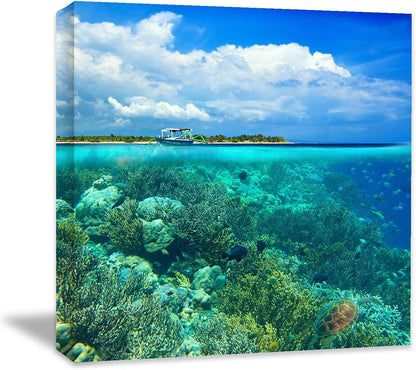 Coral and Fish Canvas: Brusheslife's Colorful Marine Life Wall Art