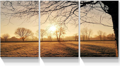 Brusheslife Sunset Canvas Wall Art - 3 Panel Home Decor for a Warm and Inviting Atmosphere