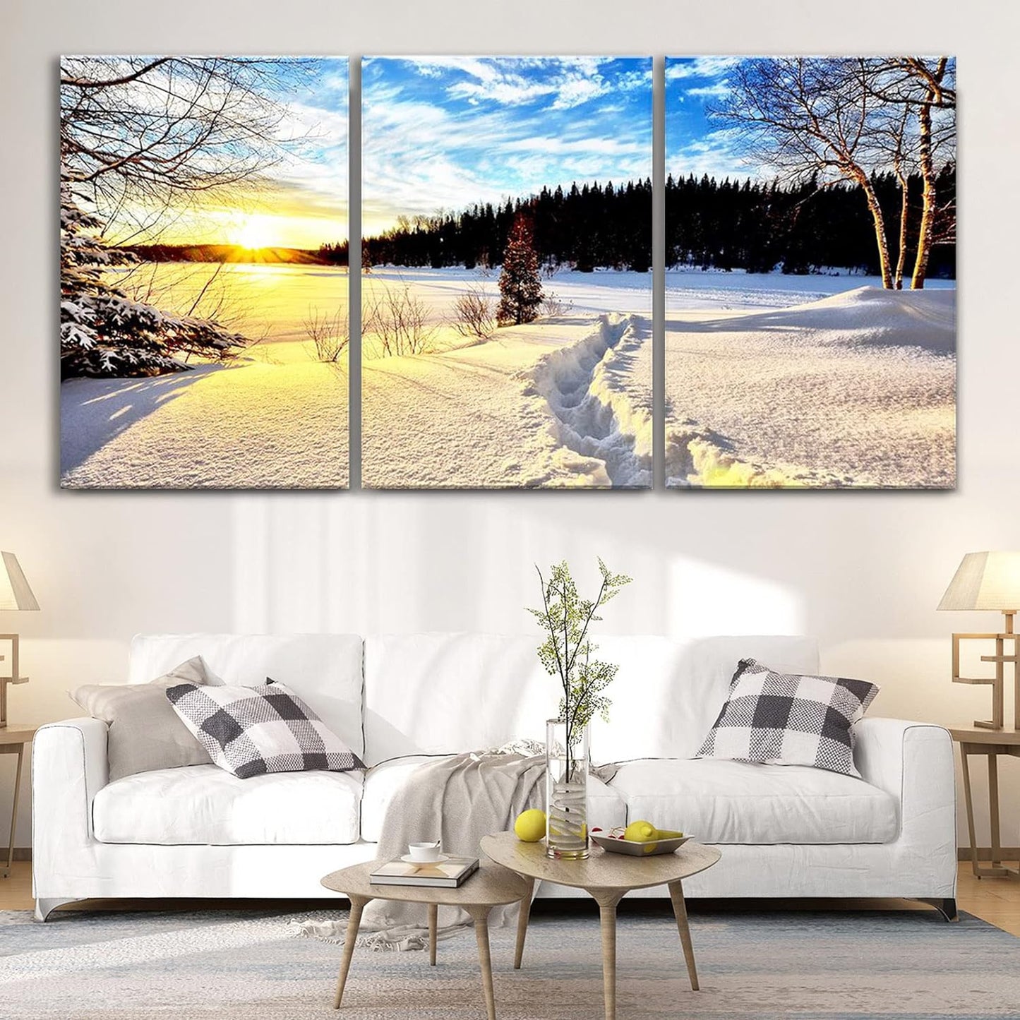 Brusheslife Winter Art: Snowy Sunset Canvas Prints for Home Walls