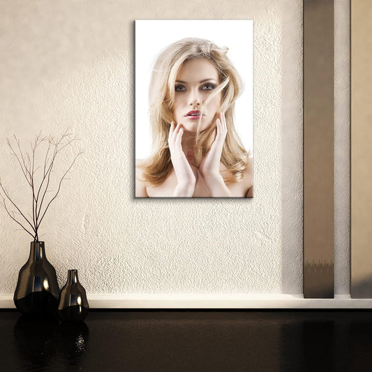 Brusheslife Hair Salon Art: Long Blonde Curly Hair Style Canvas Portrait