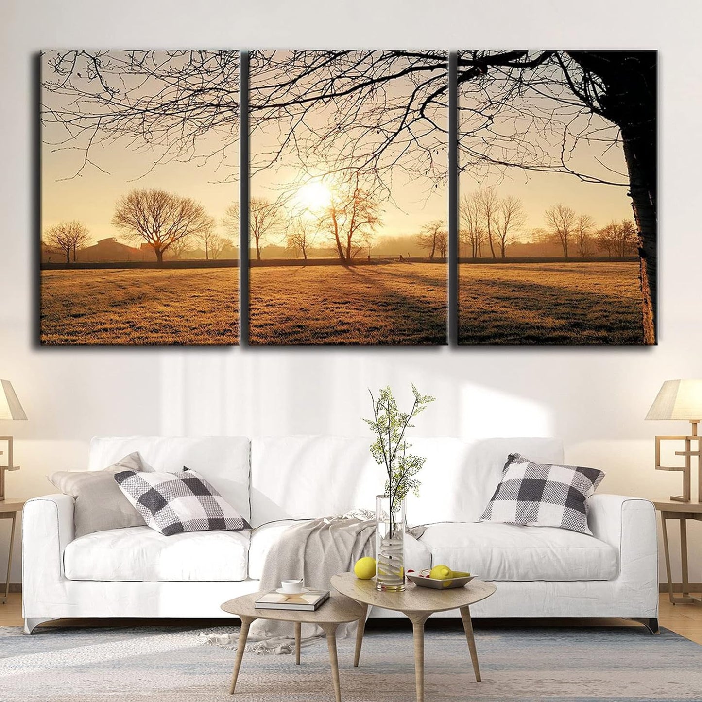 Brusheslife Sunset Canvas Wall Art - 3 Panel Home Decor for a Warm and Inviting Atmosphere