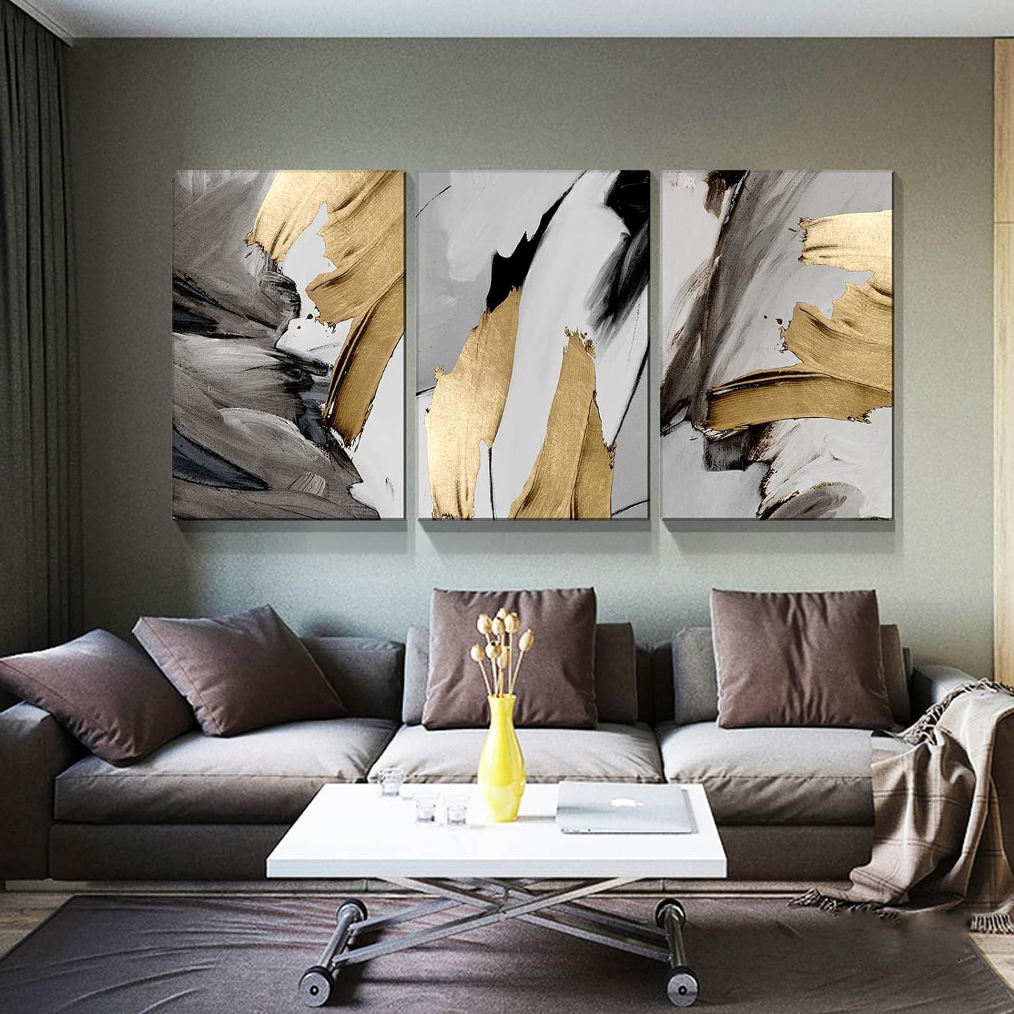 Home Wall Art: Brusheslife's Set of 3 Abstract Canvas Prints