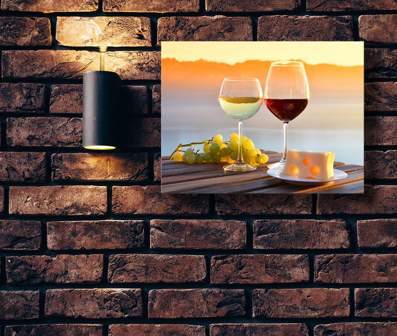 Brusheslife Wine Canvas Wall Art: Gallery Wrapped Sunset Wine Cup - Modern Art Deco for Dining & Bar Decor