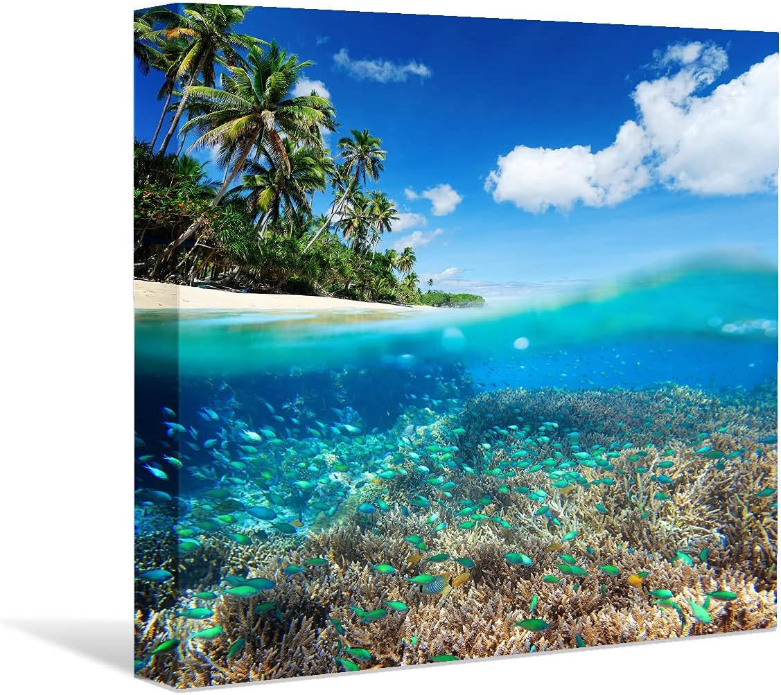 Coral and Fish Canvas: Brusheslife's Colorful Marine Life Wall Art