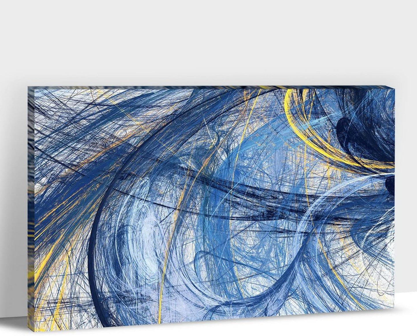 Brusheslife Abstract Wall Art - Modern Blue and Yellow Canvas for Stylish Living Spaces