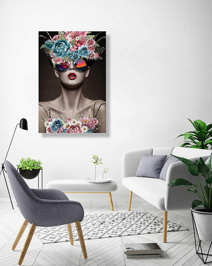 Elegant Floral Portrait by Brusheslife - Colorful Flower Abstract Canvas Art for Home Decor